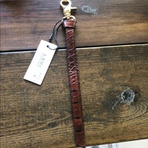 Brahmin pecan leather ribbon key chain